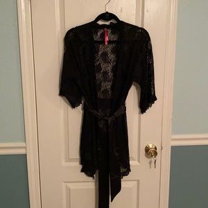 Sexy black lace robe